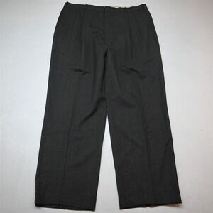 Bespoke 34x30 Gray Glenn Check 100% Wool Pleated Cuffed Baggy Dress Mens Pants